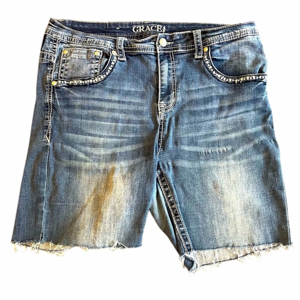 Grace Blue Washed Denim Jean Shorts